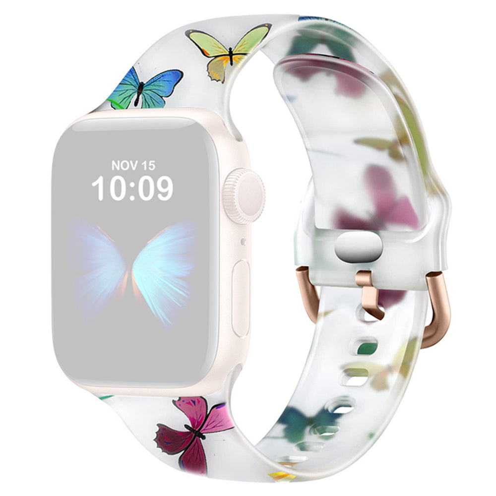 For Apple Watch Series 9 8 7 41mm / 6 5 4 SE (2022) SE (2023) SE 40mm / 3 2 1 38mm Watch Band Butterfly Printing For Apple Watch Series 9 8 7 41mm / 6 5 4 SE (2022) SE (2023) SE 40mm / 3 2 1 38mm Watch Band Butterfly Printing